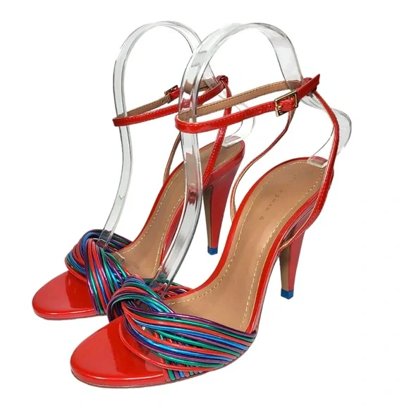 Zara Red and Multicolor Strappy Heels - Picture 4 of 13